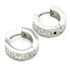 Argolla Huggie 02.216.0051.15 Acero Inoxidable, con Cristal Blanca, Pulido, Tono Plateado