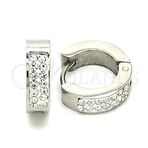 Argolla Huggie 02.216.0051.15 Acero Inoxidable, con Cristal Blanca, Pulido, Tono Plateado