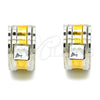 Argolla Huggie 02.216.0060.15 Acero Inoxidable, con Blanca Cristal, Pulido, Dos Tonos