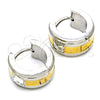 Argolla Huggie 02.216.0060.15 Acero Inoxidable, con Blanca Cristal, Pulido, Dos Tonos