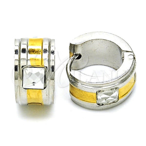 Argolla Huggie 02.216.0060.15 Acero Inoxidable, con Blanca Cristal, Pulido, Dos Tonos