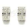 Argolla Huggie 02.230.0024.15 Acero Inoxidable, Diseño de Llave Griega, Pulido, Tono Plateado