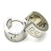 Argolla Huggie 02.230.0024.15 Acero Inoxidable, Diseño de Llave Griega, Pulido, Tono Plateado