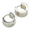Argolla Huggie 02.230.0024.15 Acero Inoxidable, Diseño de Llave Griega, Pulido, Tono Plateado