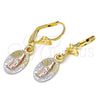 Arete Colgante 02.351.0001 Oro Laminado, Diseño de Guadalupe, Pulido, Tres Tonos