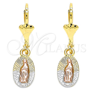 Arete Colgante 02.351.0001 Oro Laminado, Diseño de Guadalupe, Pulido, Tres Tonos