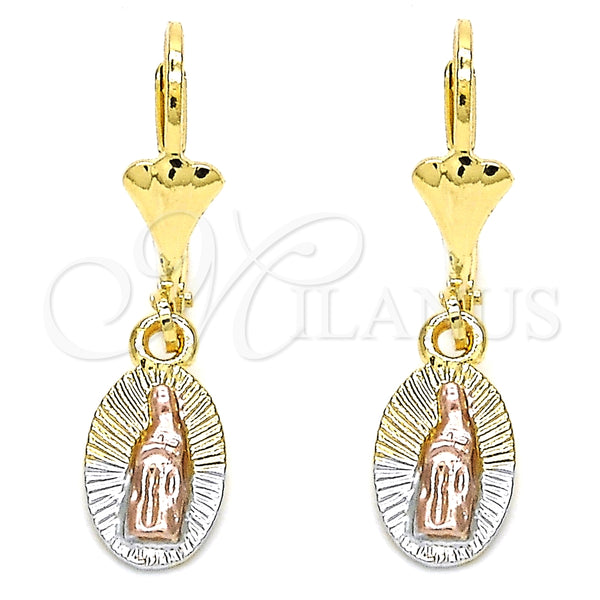 Arete Colgante 02.351.0001 Oro Laminado, Diseño de Guadalupe, Pulido, Tres Tonos
