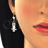 Arete Colgante 02.351.0003 Oro Laminado, Diseño de Búho, Pulido, Tres Tonos