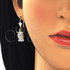 Arete Colgante 02.351.0004 Oro Laminado, Diseño de Búho, Pulido, Tres Tonos