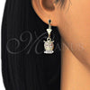 Arete Colgante 02.351.0004 Oro Laminado, Diseño de Búho, Pulido, Tres Tonos
