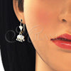 Arete Colgante 02.351.0005 Oro Laminado, Diseño de Elefante, Pulido, Tres Tonos