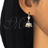 Arete Colgante 02.351.0005 Oro Laminado, Diseño de Elefante, Pulido, Tres Tonos