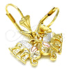 Arete Colgante 02.351.0005 Oro Laminado, Diseño de Elefante, Pulido, Tres Tonos