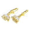 Arete Colgante 02.351.0005 Oro Laminado, Diseño de Elefante, Pulido, Tres Tonos