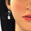 Arete Colgante 02.351.0006 Oro Laminado, Diseño de Tortuga, Pulido, Tres Tonos