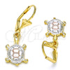 Arete Colgante 02.351.0006 Oro Laminado, Diseño de Tortuga, Pulido, Tres Tonos