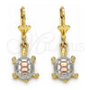 Arete Colgante 02.351.0006 Oro Laminado, Diseño de Tortuga, Pulido, Tres Tonos