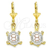 Arete Colgante 02.351.0006 Oro Laminado, Diseño de Tortuga, Pulido, Tres Tonos