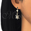 Arete Colgante 02.351.0007 Oro Laminado, Diseño de Tortuga, con Blanca Cristal, Pulido, Tono Dorado