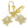 Arete Colgante 02.351.0007 Oro Laminado, Diseño de Tortuga, con Blanca Cristal, Pulido, Tono Dorado