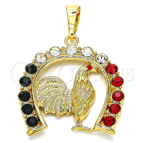 Dije Elegante 05.351.0005 Oro Laminado, con Multicolor Cristal, Pulido, Tono Dorado