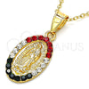 Dije Religioso 05.351.0009 Oro Laminado, Diseño de Guadalupe, con Multicolor Cristal, Pulido, Tono Dorado