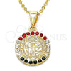 Dije Religioso 05.351.0010 Oro Laminado, Diseño de San Benito, con Multicolor Cristal, Pulido, Tono Dorado