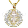 Dije Religioso 05.351.0013.1 Oro Laminado, Diseño de San Benito, Pulido, Tres Tonos