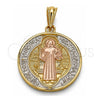 Dije Religioso 05.351.0013.1 Oro Laminado, Diseño de San Benito, Pulido, Tres Tonos