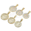 Dije Religioso 05.351.0013.1 Oro Laminado, Diseño de San Benito, Pulido, Tres Tonos