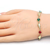 Pulsera Elegante 03.351.0002.07 Oro Laminado, Diseño de Elefante, con Multicolor Cristal, Pulido, Tono Dorado (07 MM Thickness, 7 Inches Length)