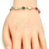 Pulsera Elegante 03.351.0002.07 Oro Laminado, Diseño de Elefante, con Multicolor Cristal, Pulido, Tono Dorado (07 MM Thickness, 7 Inches Length)