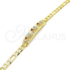 Pulsera con Placa 03.351.0004.07 Oro Laminado, Diseño de Elefante, con Granate and Blanca Cristal, Pulido, Tono Dorado (05 MM Thickness, 7 Inches Length)