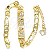 Pulsera con Placa 03.351.0004.07 Oro Laminado, Diseño de Elefante, con Granate and Blanca Cristal, Pulido, Tono Dorado (05 MM Thickness, 7 Inches Length)