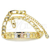 Pulsera con Placa 03.351.0005.07 Oro Laminado, Diseño de Tortuga, Pulido, Tres Tonos (05 MM Thickness, 7 Inches Length)
