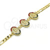 Pulsera Elegante 03.351.0007.1.08 Oro Laminado, Diseño de Guadalupe, con Multicolor Cristal, Pulido, Tono Dorado (05 MM Thickness, 8 Inches Length)