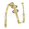 Pulsera Elegante 03.351.0007.1.08 Oro Laminado, Diseño de Guadalupe, con Multicolor Cristal, Pulido, Tono Dorado (05 MM Thickness, 8 Inches Length)