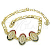 Pulsera Elegante 03.351.0007.1.08 Oro Laminado, Diseño de Guadalupe, con Multicolor Cristal, Pulido, Tono Dorado (05 MM Thickness, 8 Inches Length)