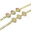 Pulsera Elegante 03.351.0007.1.08 Oro Laminado, Diseño de Guadalupe, con Multicolor Cristal, Pulido, Tono Dorado (05 MM Thickness, 8 Inches Length)