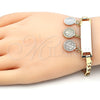 Pulsera de Dije 03.351.0011.08 Oro Laminado, Diseño de San Benito, Pulido, Tres Tonos (05 MM Thickness, 8 Inches Length)