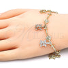 Pulsera de Dije 03.351.0016.07 Oro Laminado, Diseño de Tortuga y Cruz, Pulido, Tres Tonos (07 MM Thickness, 7 Inches Length)