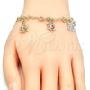 Pulsera de Dije 03.351.0016.07 Oro Laminado, Diseño de Tortuga y Cruz, Pulido, Tres Tonos (07 MM Thickness, 7 Inches Length)