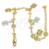 Pulsera de Dije 03.351.0016.07 Oro Laminado, Diseño de Tortuga y Cruz, Pulido, Tres Tonos (07 MM Thickness, 7 Inches Length)
