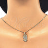 Juego de Arete y Dije de Adulto 10.316.0021.1 Oro Laminado, Diseño de Búho, con Multicolor Zirconia Cubica, Pulido, Tono Dorado