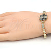 Pulsera Elegante 03.316.0030.07 Oro Laminado, Diseño de Gota, con Negro and Blanca Zirconia Cubica, Pulido, Tono Dorado (05 MM Thickness, 7 Inches Length)