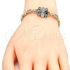 Pulsera Elegante 03.316.0030.07 Oro Laminado, Diseño de Gota, con Negro and Blanca Zirconia Cubica, Pulido, Tono Dorado (05 MM Thickness, 7 Inches Length)