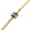 Pulsera Elegante 03.316.0030.07 Oro Laminado, Diseño de Gota, con Negro and Blanca Zirconia Cubica, Pulido, Tono Dorado (05 MM Thickness, 7 Inches Length)