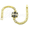 Pulsera Elegante 03.316.0030.07 Oro Laminado, Diseño de Gota, con Negro and Blanca Zirconia Cubica, Pulido, Tono Dorado (05 MM Thickness, 7 Inches Length)