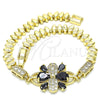Pulsera Elegante 03.316.0030.07 Oro Laminado, Diseño de Gota, con Negro and Blanca Zirconia Cubica, Pulido, Tono Dorado (05 MM Thickness, 7 Inches Length)