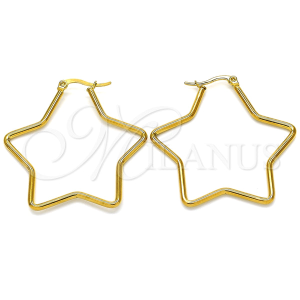 Argolla Mediana 02.356.0005.45 Acero Inoxidable, Diseño de Estrella, Pulido, Tono Dorado